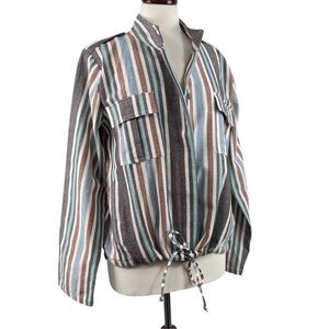NWOT Mystree Linen Blend Striped Jacket Size Large
